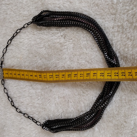 Vintage Women's Silver Gray Brown Tone Multi Strand Metal Chain Necklace - Picture 7 of 8